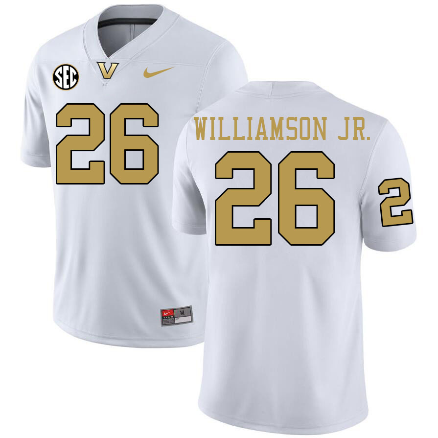 Vanderbilt Commodores #26 Alvin Williamson Jr. College Football Jerseys 2024 Uniforms Stitched-White